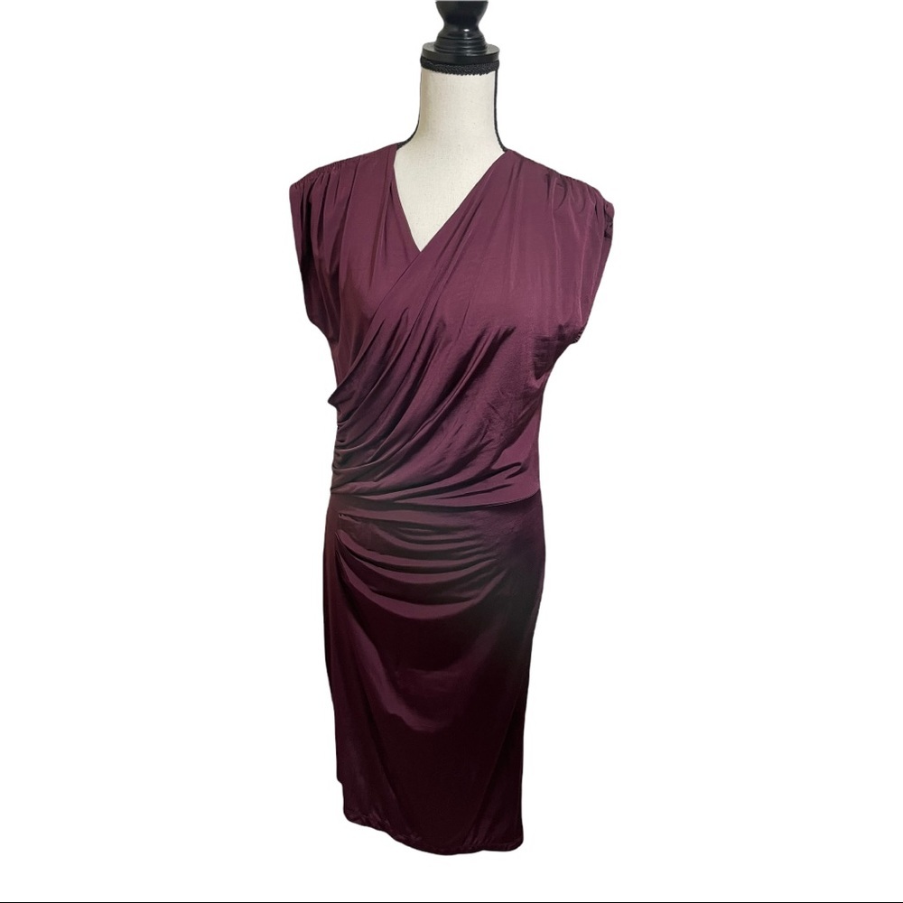 Rosemunde Copenhagen dress faux wrap draped gathered waist. Size medium.